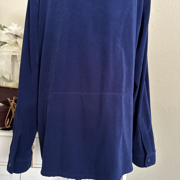 Formal Velour Shirt Formal Blue Top Blouse Vintage Talbots Women’s Size L - Picture 10 of 13